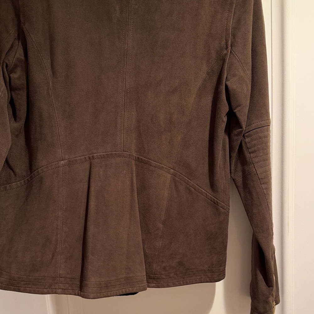 Athleta Dark Brown suede Leather Jacket - Picture 4 of 7